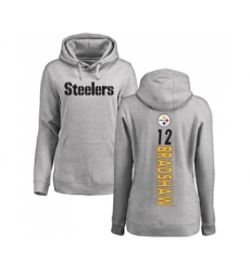 Football Women's Pittsburgh Steelers #12 Terry Bradshaw Ash Backer Pullover Hoodie