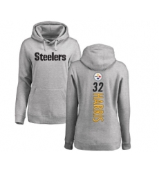 Football Women's Pittsburgh Steelers #32 Franco Harris Ash Backer Pullover Hoodie