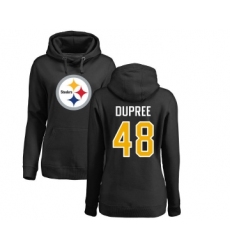 Football Women's Pittsburgh Steelers #48 Bud Dupree Black Name & Number Logo Pullover Hoodie