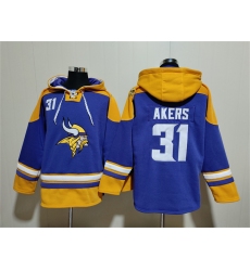 Men's Minnesota Vikings #31 Cam Akers Purple Yellow Ageless Must-Have Lace-Up Pullover Hoodie