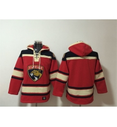 Men's Florida Panthers Blank Red Lace-Up Pullover Hoodie