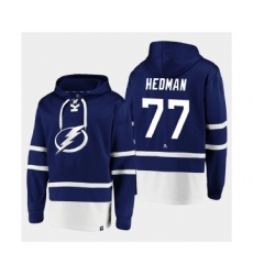 Men's Tampa Bay Lightning #77 Victor Hedman Blue All Stitched Sweatshirt Hoodie