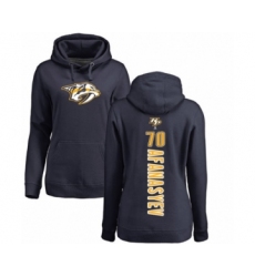 Hockey Women's Nashville Predators #70 Egor Afanasyev Navy Blue Backer Pullover Hoodie