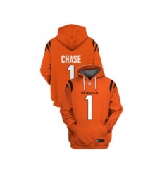 Men's Cincinnati Bengals #1 Ja'Marr Chase 2021 Orange Pullover Football Hoodie