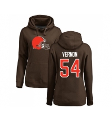 Football Women's Cleveland Browns #54 Olivier Vernon Brown Name & Number Logo Pullover Hoodie
