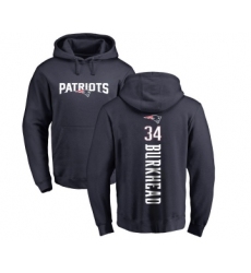 Football New England Patriots #34 Rex Burkhead Navy Blue Backer Pullover Hoodie