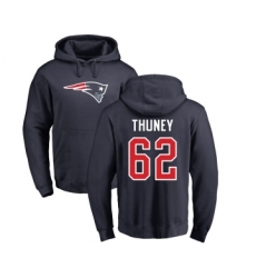 Football New England Patriots #62 Joe Thuney Navy Blue Name & Number Logo Pullover Hoodie