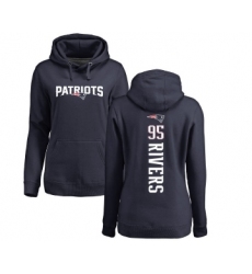 Football Women's New England Patriots #95 Derek Rivers Navy Blue Backer Pullover Hoodie