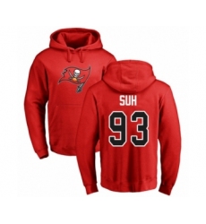 Football Tampa Bay Buccaneers #93 Ndamukong Suh Red Name & Number Logo Pullover Hoodie