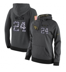 NFL Women Nike Arizona Cardinals #24 Adrian Wilson Stitched Black Anthracite Salute to Service Player Performance Hoodie