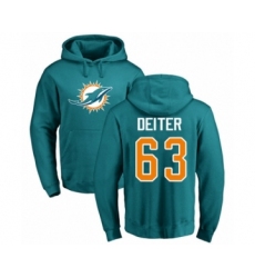 Football Miami Dolphins #63 Michael Deiter Aqua Green Name & Number Logo Pullover Hoodie