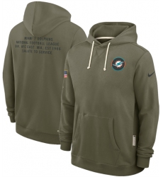 Men's Miami Dolphins Olive 2025 Salute to Service Pullover Hoodie