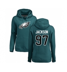 Women's Philadelphia Eagles #97 Malik Jackson Green Name & Number Logo Pullover Hoodie