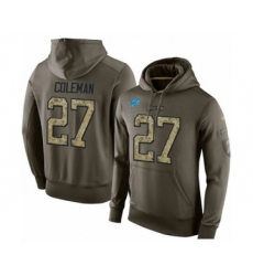 Football Men's Detroit Lions #27 Justin Coleman Green Salute To Service Pullover Hoodie