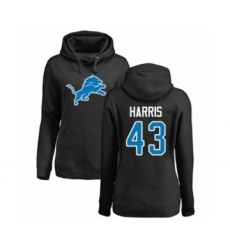 Football Women's Detroit Lions #43 Will Harris Black Name & Number Logo Pullover Hoodie