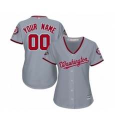Women's Washington Nationals Customized Authentic Grey Road Cool Base 2019 World Series Champions Baseball Jersey
