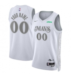 Men's Dallas Mavericks Active Player Custom White 2024-25 City Edition Stitched Basketball Jersey