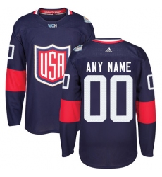 Men's Adidas Team USA Customized Authentic Navy Blue Away 2016 World Cup Ice Hockey Jersey