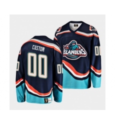 Men's New York Islanders Custom Navy 2022 Reverse Retro Stitched Jersey