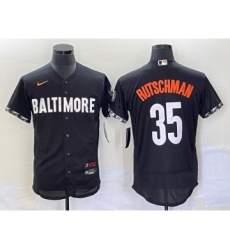 Men's Baltimore Orioles #35 Adley Rutschman Black 2023 City Connect Flex Base Stitched Jersey 1 