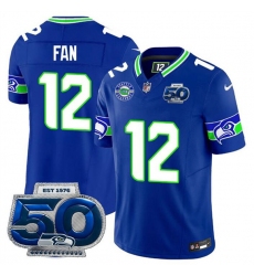 Men's Seattle Seahawks #12 Fan Royal 2025 F.U.S.E 50th Season Throwback Vapor Limited Football Stitched Jersey