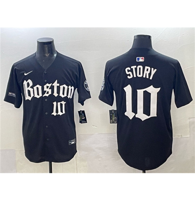 Men's Boston Red Sox #10 Trevor Story Black Gothic Vapor Limited Stitched Baseball Jersey
