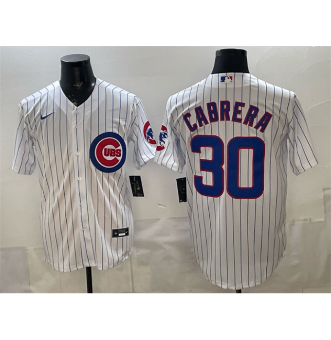 Men's Chicago Cubs #30 Edward Cabrera White 2026 Cool Base Stitched Baseball Jersey