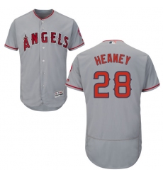 Men's Majestic Los Angeles Angels of Anaheim #28 Andrew Heaney Grey Road Flex Base Authentic Collection MLB Jersey