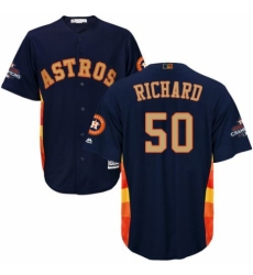 Men's Majestic Houston Astros #50 J.R. Richard Replica Navy Blue Alternate 2018 Gold Program Cool Base MLB Jersey