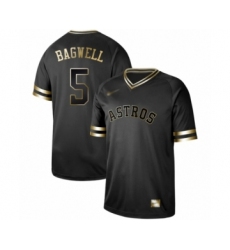 Men's Houston Astros #5 Jeff Bagwell Authentic Black Gold Fashion Baseball Jersey