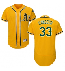 Men's Majestic Oakland Athletics #33 Jose Canseco Gold Alternate Flex Base Authentic Collection MLB Jersey