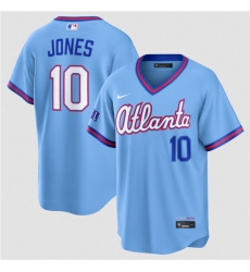 Men's Atlanta Braves #10 Chipper Jones Powder Blue 2026 City Connect Stadium Stitched Baseball Jersey