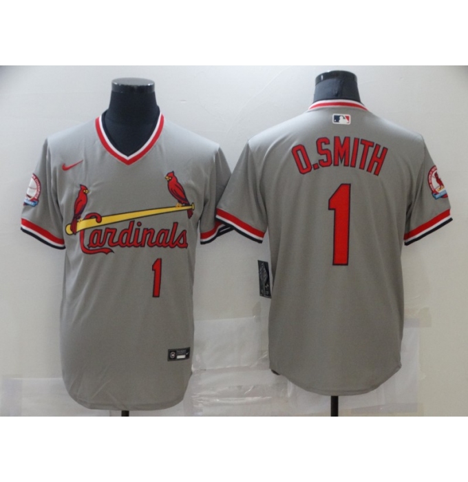 Men's Nike St. Louis Cardinals #1 Ozzie Smith Gray Jersey