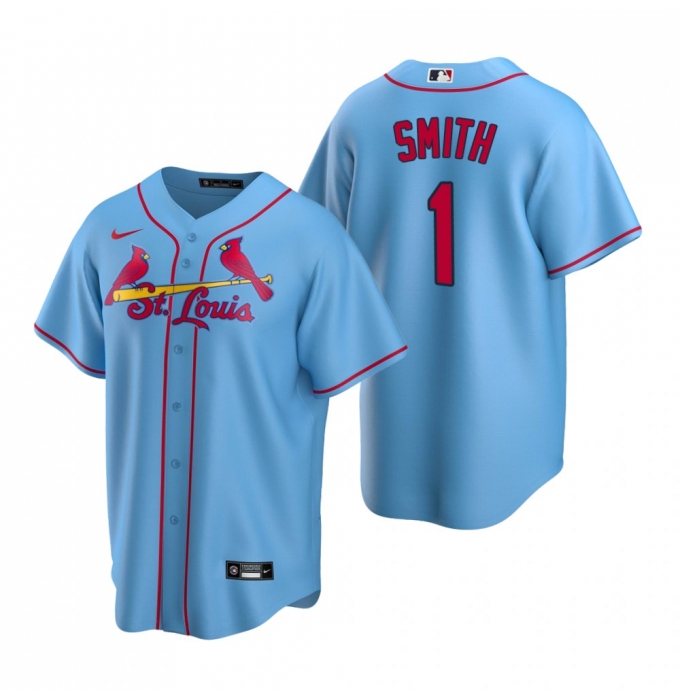 Men's Nike St. Louis Cardinals #1 Ozzie Smith Light Blue Alternate Stitched Baseball Jersey