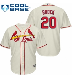 Men's Majestic St. Louis Cardinals #20 Lou Brock Replica Cream Alternate Cool Base MLB Jersey