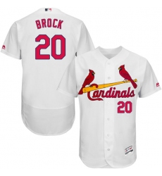 Men's Majestic St. Louis Cardinals #20 Lou Brock White Home Flex Base Authentic Collection MLB Jersey