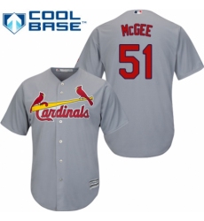 Men's Majestic St. Louis Cardinals #51 Willie McGee Replica Grey Road Cool Base MLB Jersey