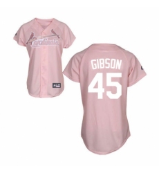 Women's Majestic St. Louis Cardinals #45 Bob Gibson Replica Pink Fashion MLB Jersey
