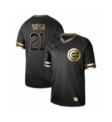 Men's Chicago Cubs #21 Sammy Sosa Authentic Black Gold Fashion Baseball Jersey