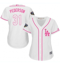 Women's Majestic Los Angeles Dodgers #31 Joc Pederson Authentic White Fashion Cool Base 2018 World Series MLB Jersey
