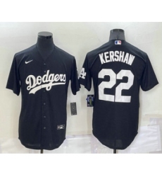 Men's Los Angeles Dodgers #22 Clayton Kershaw Black Turn Back The Clock Stitched Cool Base Jersey