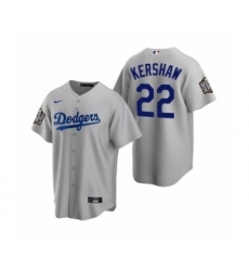 Men's Los Angeles Dodgers #22 Clayton Kershaw Gray 2020 World Series Replica Jersey