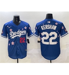 Men's Los Angeles Dodgers #22 Clayton Kershaw Royal 2025 Tokyo Series Limited Stitched Baseball Jersey