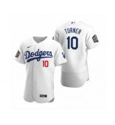Men's Los Angeles Dodgers #10 Justin Turner Nike White 2020 World Series Authentic Jersey