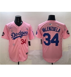 Men's Los Angeles Dodgers #34 Fernando Valenzuela Pink 2025 Tokyo Series Limited Stitched Baseball Jersey