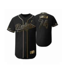 Men's 2019 Golden Edition Los Angeles Dodgers Black #74 Kenley Jansen Flex Base Jersey