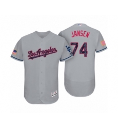 Men's Los Angeles Dodgers #74 Kenley Jansen Gray 2017 Independence Day Flex Base Jersey