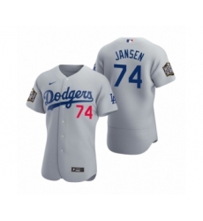 Men's Los Angeles Dodgers #74 Kenley Jansen Nike Gray 2020 World Series Authentic Jersey