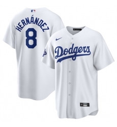 Men's Los Angeles Dodgers #8 Enrique Hernandez White 2025 World Series Champions Stitched Baseball Jersey