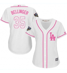 Women's Majestic Los Angeles Dodgers #35 Cody Bellinger Authentic White Fashion Cool Base 2018 World Series MLB Jersey